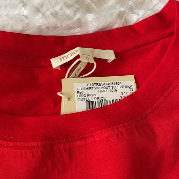 Maje red silk top - Picture 3 of 7